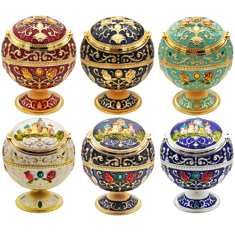 Vape Decoration - Retro ที่เขี่ยบุหรี่ซิการ์บุหรี่ Ashtray Ash ถาดพร้อมฝาปิด Home