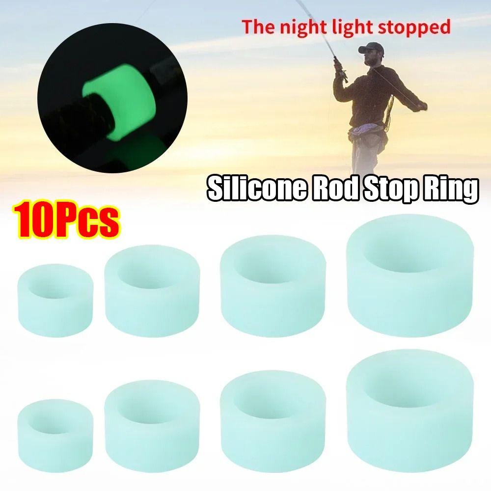 Vape Band Silicone - สายรัดด้ามจับคันเบ็ดตกปลาซิลิโคน 10 ชิ้น ทนทาน กันลื่น วงกลมเรืองแสง