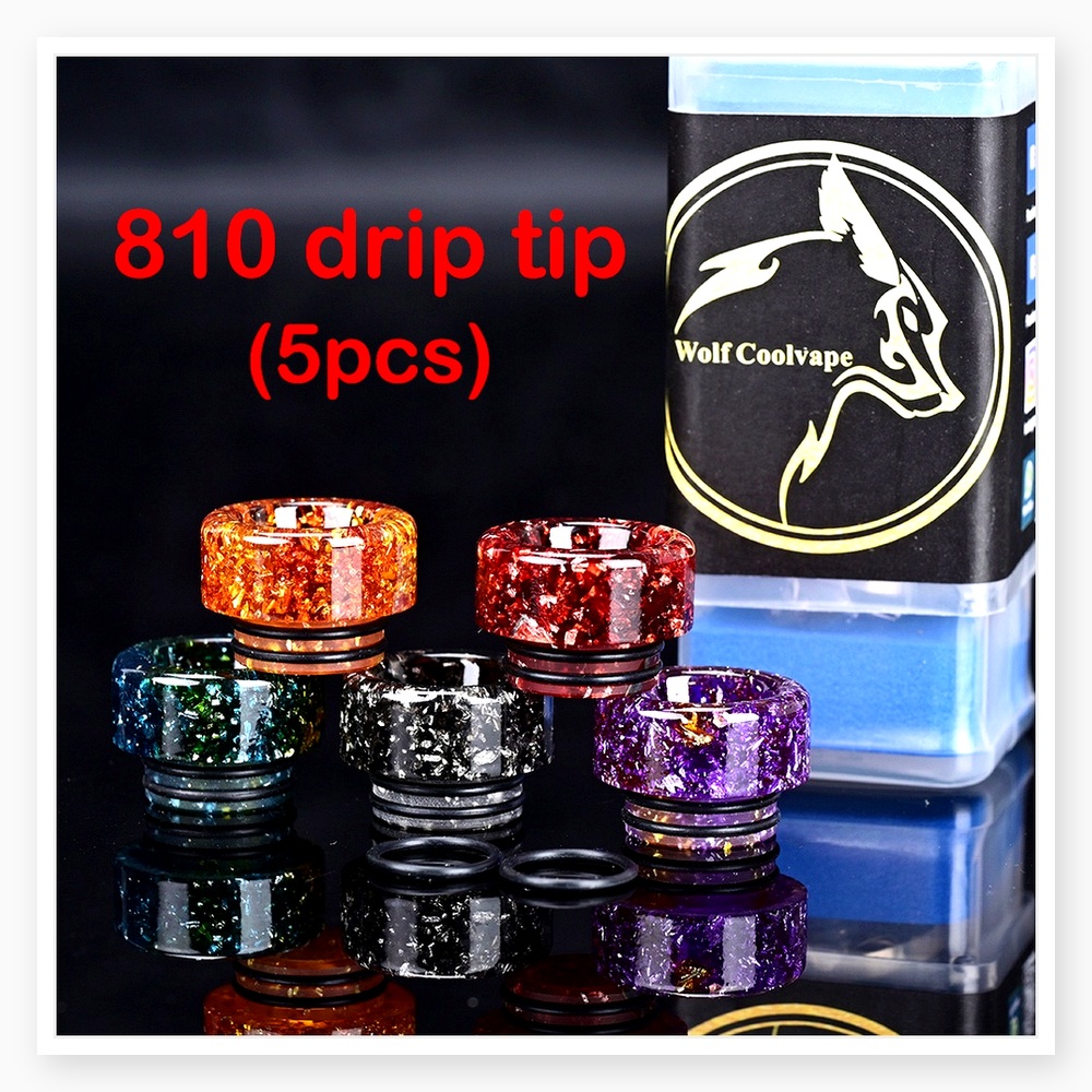 5 ชิ้น Wolfcoolvape 810 Drip T - Drip Tip Resin บทวิจารณ์และราคา